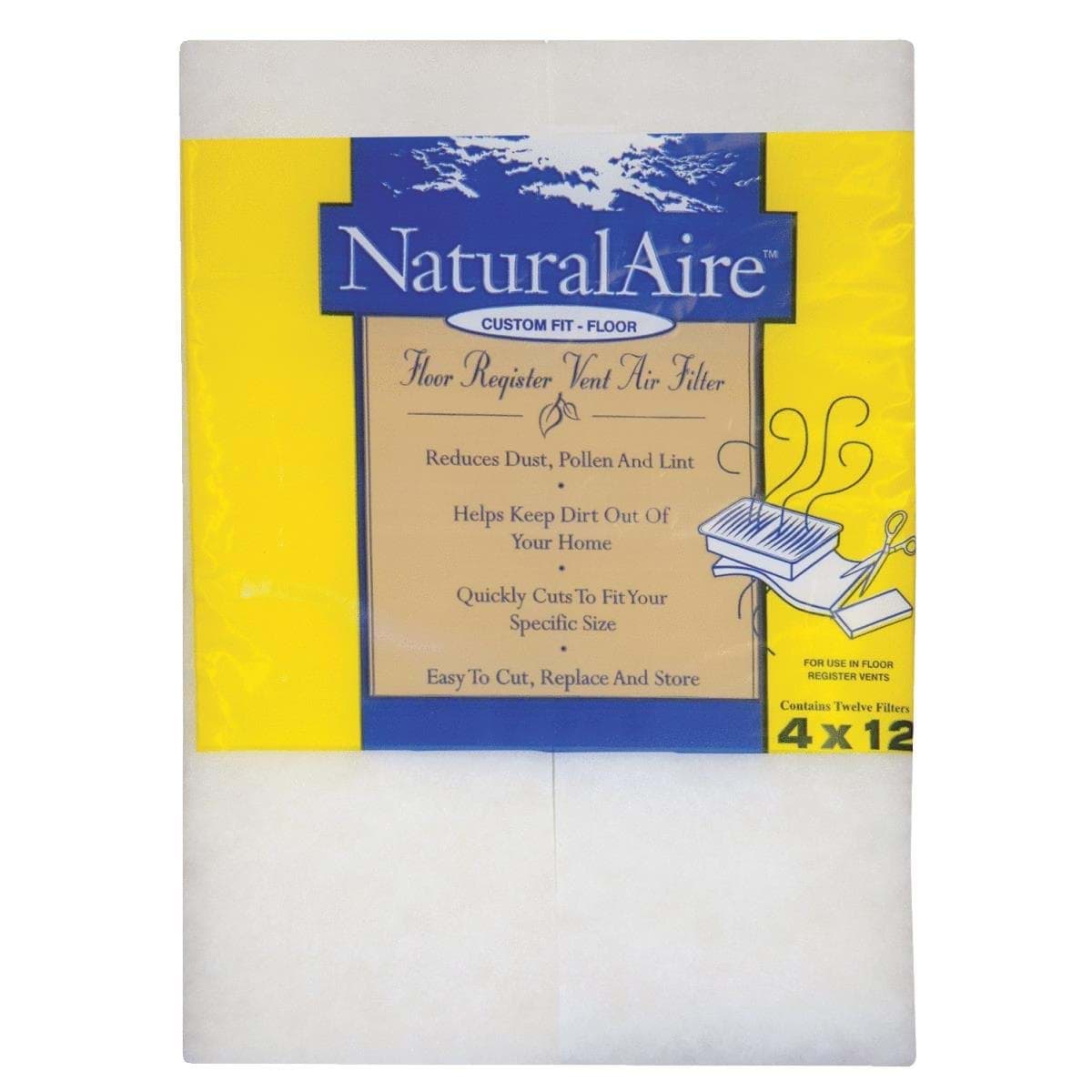 Flanders NaturalAire Register Trimmable Air Filter - 4"x12"x1/4"