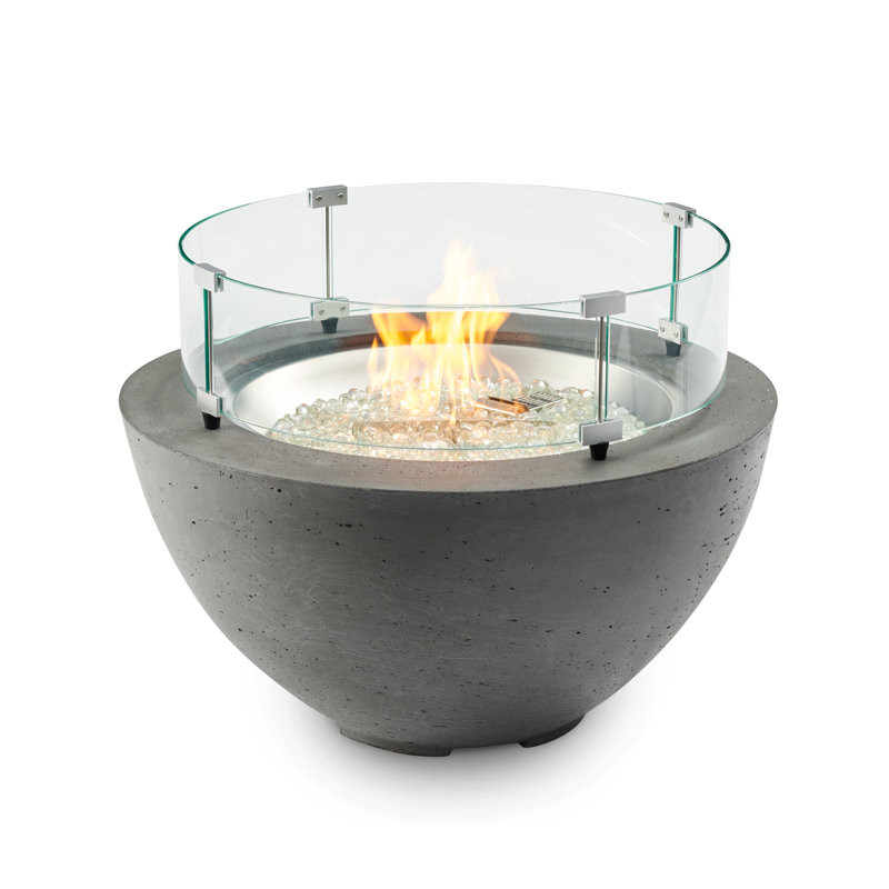 15.25″ H x 29.25″ W Concrete Propane Outdoor Fire Pit Table with Lid