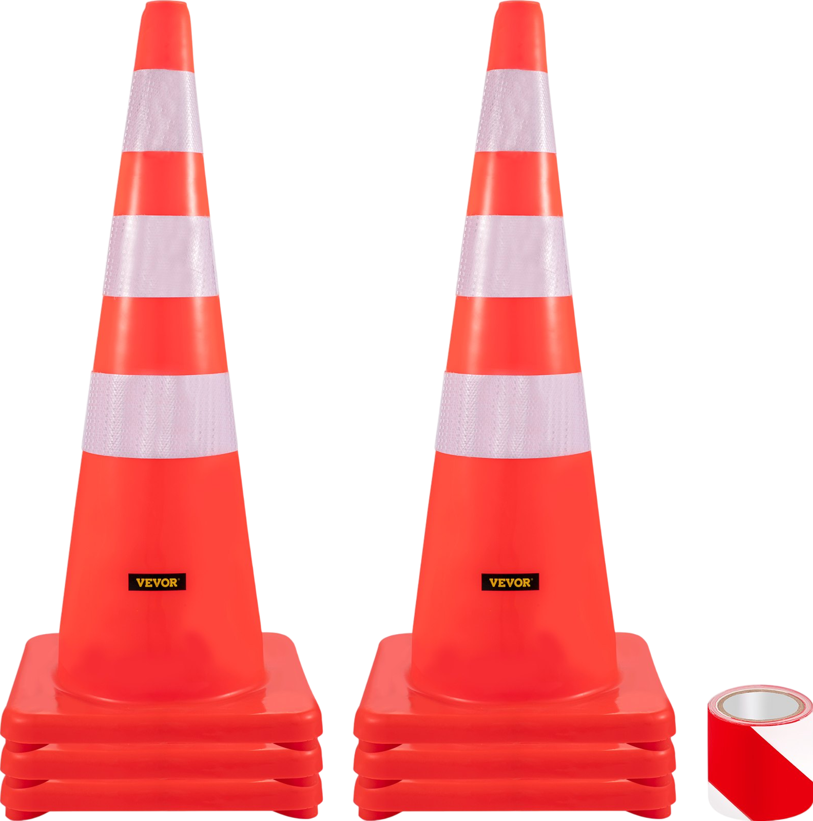 Vevor Safety Cones 36" PVC Traffic Cones Orange with 2 Reflective Collars and Weighted Base 6 PCS New