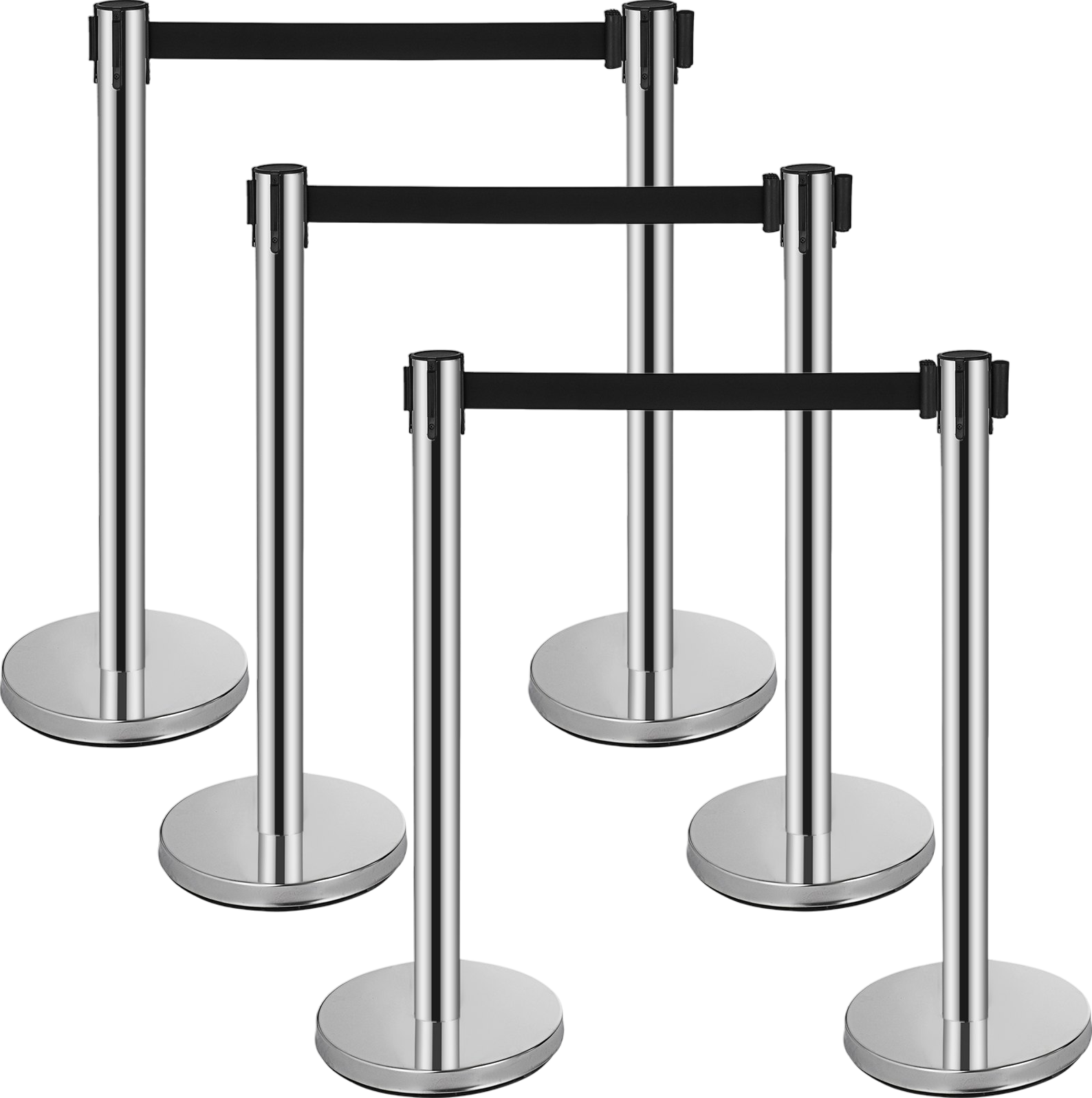 Vevor Crowd Control Stanchion 6 Pack 35.4" Queue Posts with 6.6' Retractable Belt and Fillable Base New