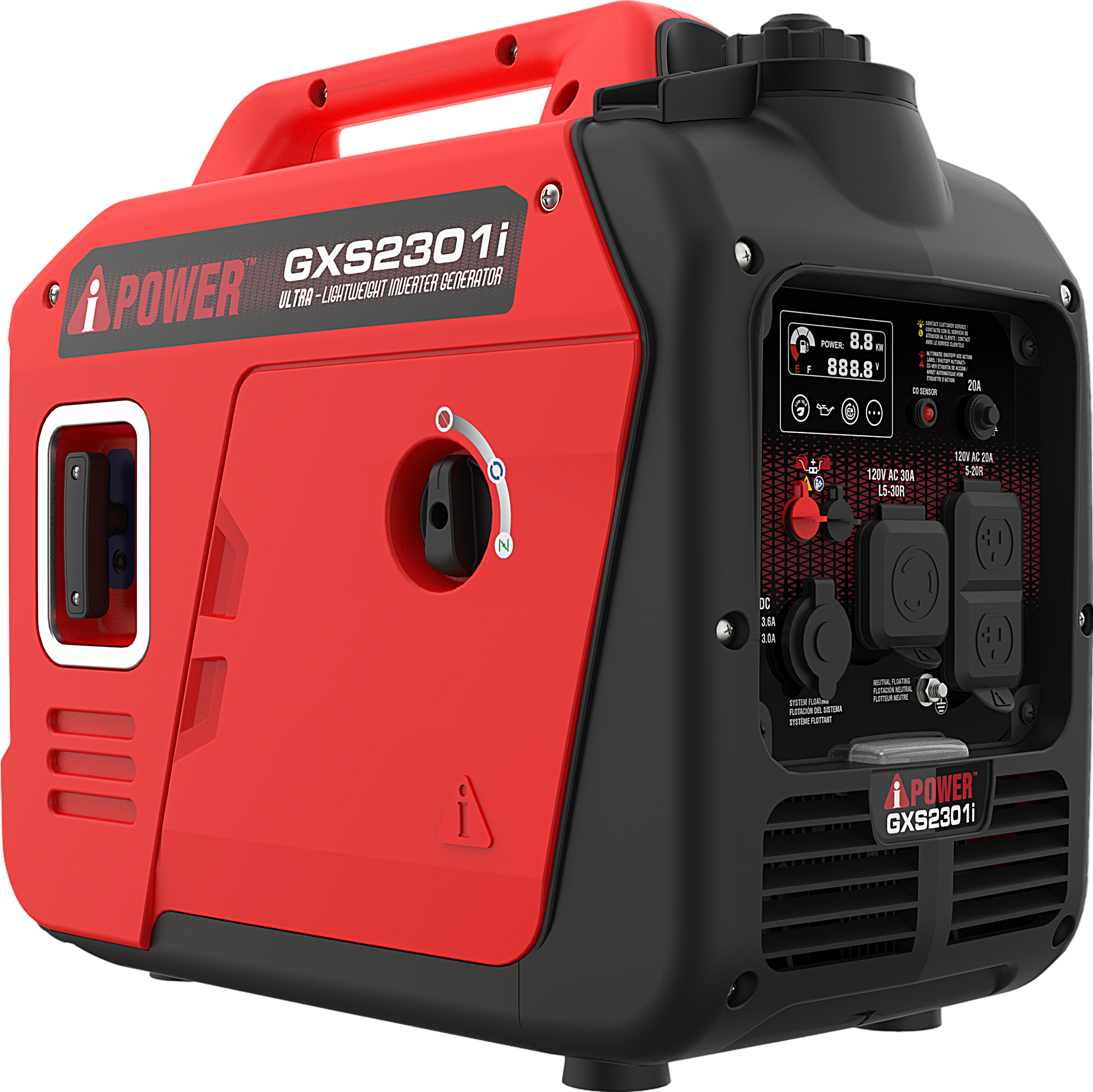 A-iPower GXS2301i 1800W/2300W Generator Gas Low THD Inverter CO Alert New