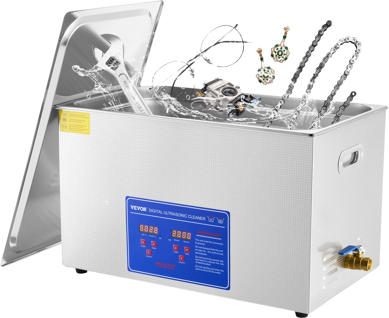 Vevor 30L Ultrasonic Cleaner Digital Timer And Heater 110V 40kHz Industrial New