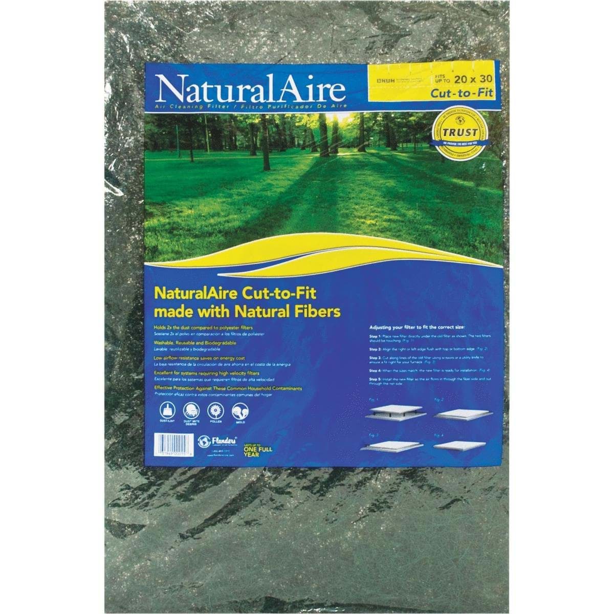 Flanders NaturalAire Natural Fiber Trimmable Air Filter - 20"x30"x1"