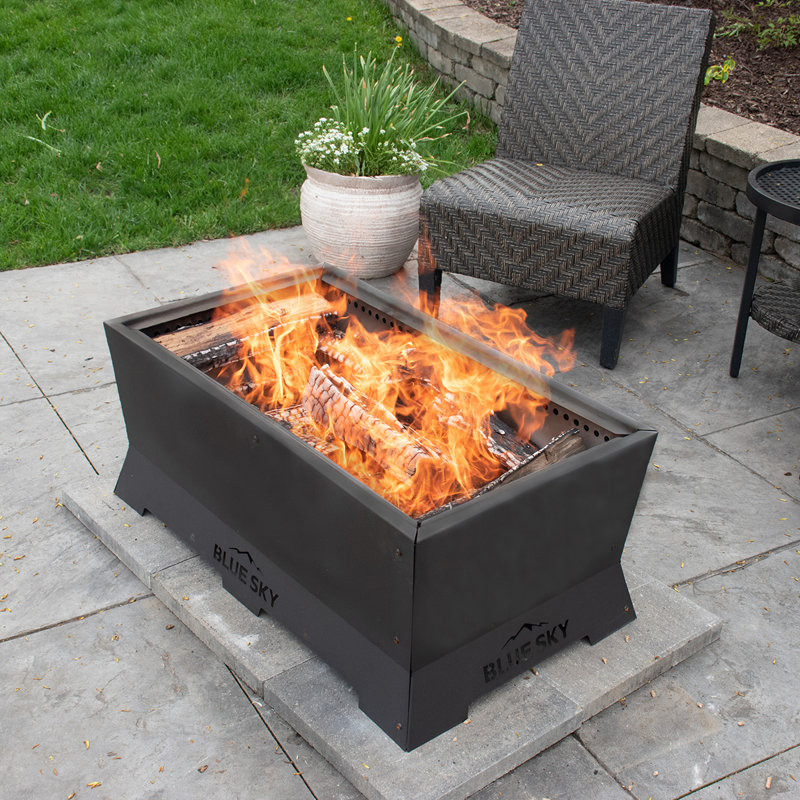 16” H x 38.5” W Steel Wood Burning Outdoor Fire Pit