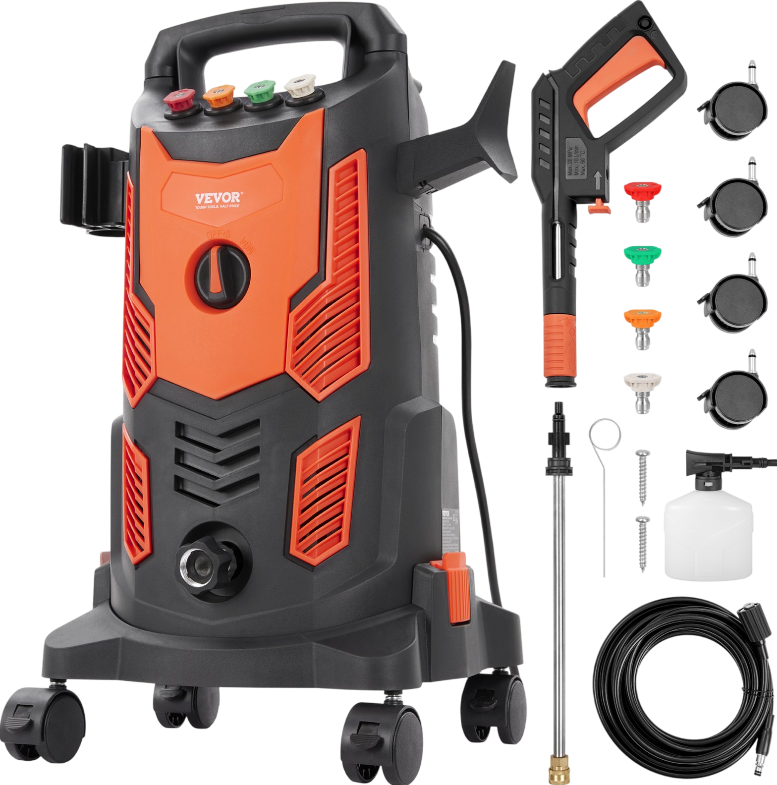 Vevor Electric Pressure Washer 2300 PSI 1.9 GPM Flow Rate 26Ft Hose with 4 Nozzles New